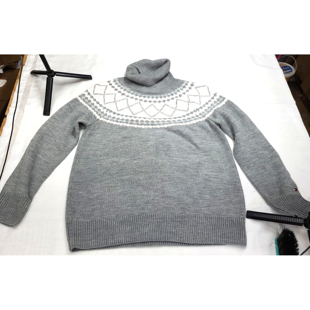 Tommy Hilfiger Womens Argyle Long Sleeve Turtle-Neck Sweater XL Fair Isle Nordic